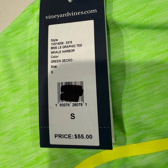 Vineyard Vines NWT Long Sleeve Performance Whale Graphic Shirt Men's Small Green - Picture 7 of 7